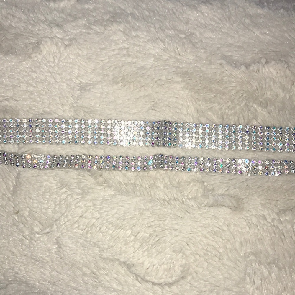 Iridescent rhinestone chokers